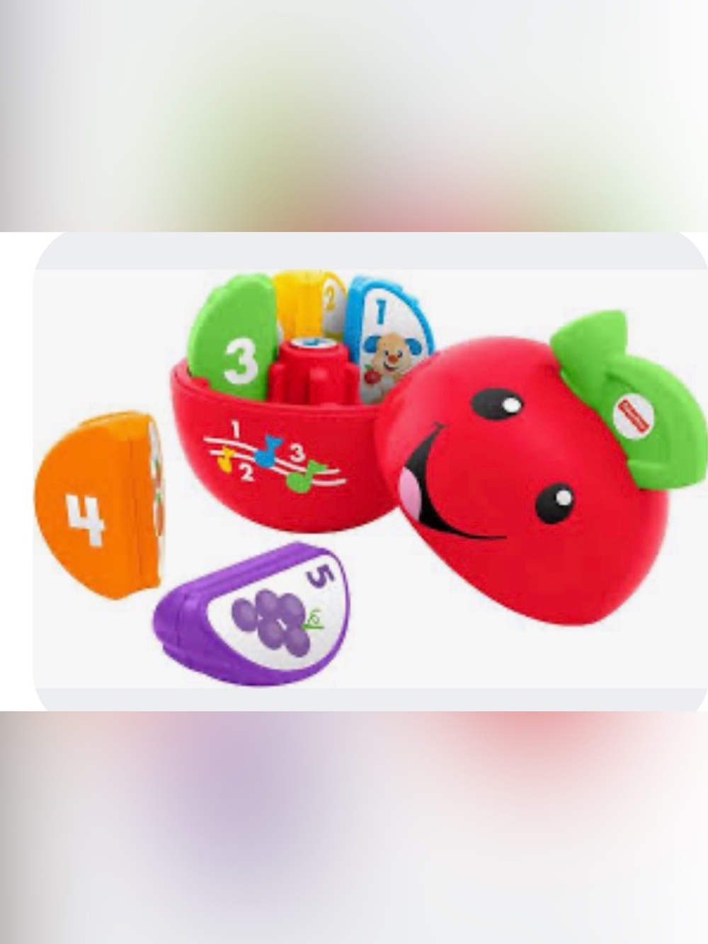 Fisher-Price Laugh Learn Happy Counting Apple Number 5 Pieces sounds music